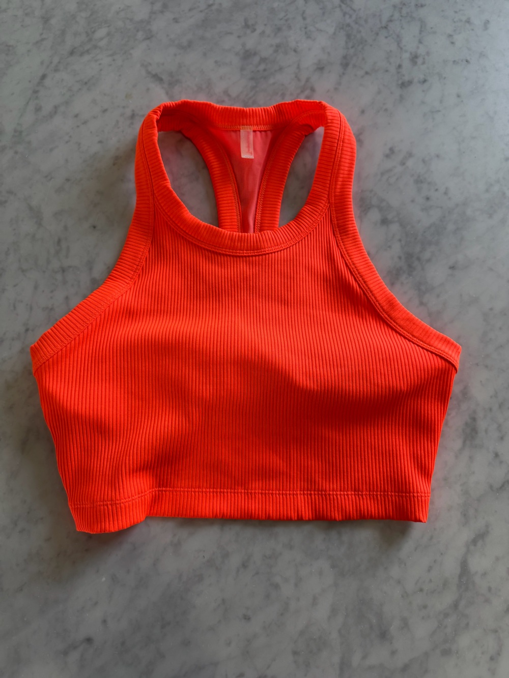 Free People Movement Ribbed Neon Coral Longline Sports Bra Tank L NWOT